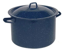 Blue speckled enamel stock pot with lid, 6 qt and side handles