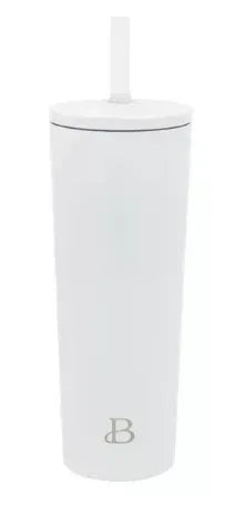 Beautiful 24oz No Drippy Sippy Stainless Steel Tumbler With Straw, White