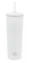 Beautiful 24oz No Drippy Sippy Stainless Steel Tumbler With Straw, White
