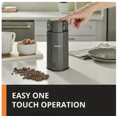 KRUPS Silent Vortex Electric Coffee and Spice Blade Grinder,Grey with removable Stainless Steel Grinder Bowl