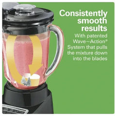 Hamilton Beach Wave Action Blender for Shakes and Smoothies, 48 oz. capacity, Glass Jar, Black, 53521