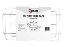 Silver folding wire rack with easy set-up instructions