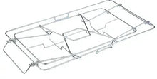 Silver folding wire rack, open frame with tray sections