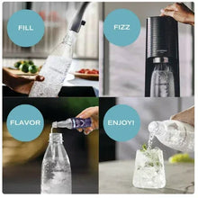 Sparkling water maker filling a bottle with fizzy water