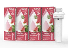 Watermelon LifeSip flavor cartridges, 4-pack, with dispenser bottle.