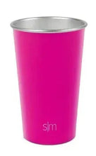 Raspberry aluminum cup with silver rim, 12 fl oz, sM logo on front