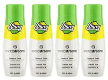 Starry lemon-lime beverage mix bottles, 4-pack, green caps and yellow label bands