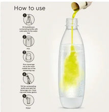 Drink mix pouring into bottle with bright yellow fizzy beverage