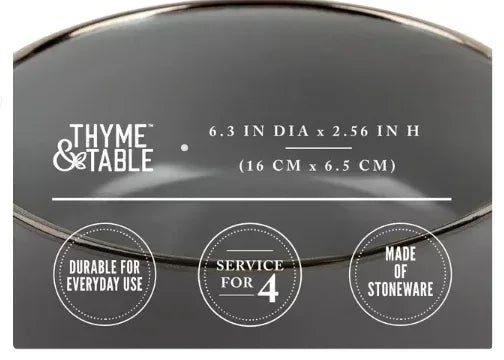 Thyme & Table Servware Gray Ava Stoneware Round Bowls, 4 Pack