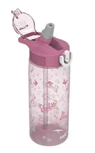 25oz park water bottle with pink flip-top spout and printed Barbie-style graphics