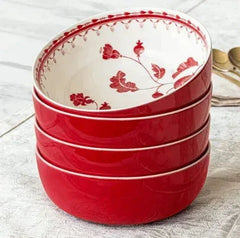 Sofia Home Red Set of 4 Stoneware Dinner Bowls