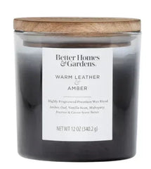 Better Homes & Gardens 12oz Warm Leather & Amber Scented 2-Wick Ombre Jar Candle