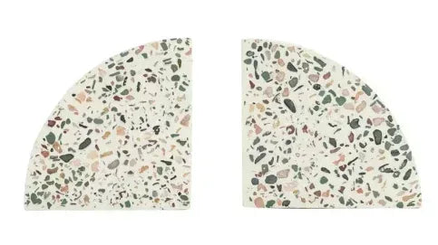 Genuine Cement Cast Terrazzo 4.3" 2 Pc Set Modern Design Tabletop Bookends