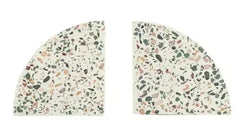 Genuine Cement Cast Terrazzo 4.3" 2 Pc Set Modern Design Tabletop Bookends