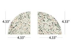 Genuine Cement Cast Terrazzo 4.3" 2 Pc Set Modern Design Tabletop Bookends