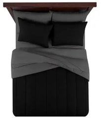 Mainstays Black Reversible 7-Piece Bed in a Bag Comforter Set with Sheets, Queen