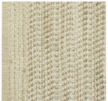 Off-white chunky woven chenille table runner with textured grid pattern