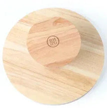 Rubber wood cake stand with round top and circular center stamp