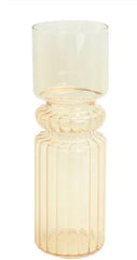 Iridescent Yellow Fluted 9.7" Indoor Tabletop Glass Vase
