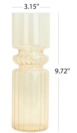 Iridescent Yellow Fluted 9.7" Indoor Tabletop Glass Vase