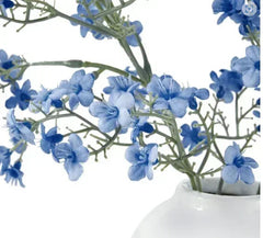 My Texas House Blue Faux Floral Springs in White Ceramic Vase, 16" Heigh