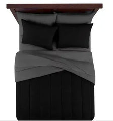 Mainstays Black Reversible 7-Piece Bed in a Bag Comforter Set with Sheets, Queen