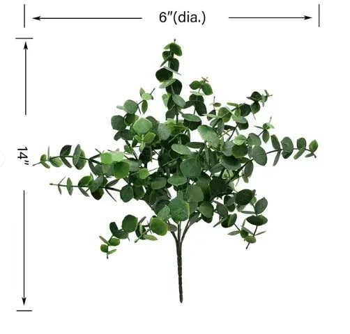 Mainstays 14in Indoor Artificial Eucalyptus Leaves Pick, Green Color. Weight 0.14lb, Pot Not Included.