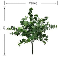 Artificial eucalyptus leaves pick with green foliage, 14 in tall and 6 in dia.