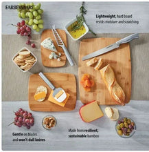 Bamboo cutting boards set of three, with grain texture on multiple boards
