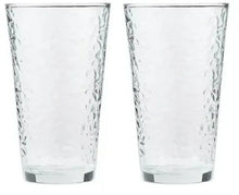 Clear textured drinking glasses, set of 8, two tumblers shown
