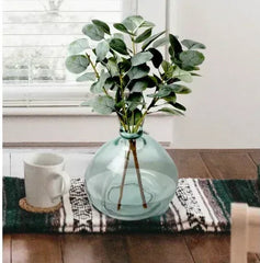 Better Homes & Gardens 12" Artificial Green Eucalyptus in Blown Glass Vase