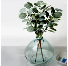 Better Homes & Gardens 12" Artificial Green Eucalyptus in Blown Glass Vase