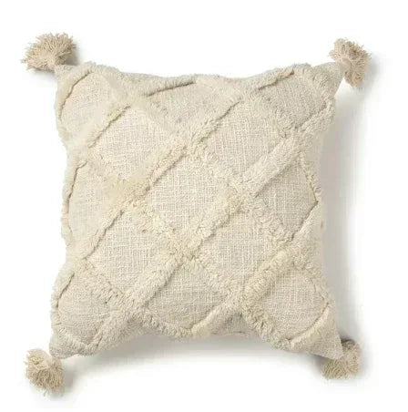 Better Homes & Gardens Tufted Trellis Decorative 20" Square Throw Pillow, Natural, 1 per Pack