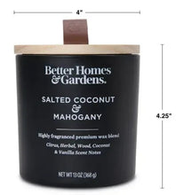 Black jar candle with brown lid; 4 in wide and 4.25 in tall