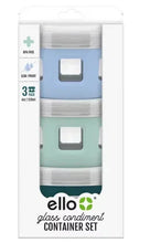 Set of reusable glass condiment containers with leak-proof plastic lids, 3-pack