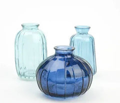 Mainstays Blue Glass 3-Piece Bud Vase Set