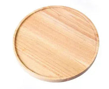 Round rubber wood cake stand top with smooth rim, natural wood grain