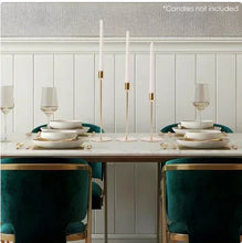 Gold metal tealight candle holder set of 3 with tall holders and white candles