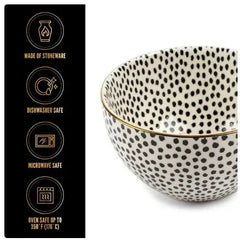 Thyme & Table Servware Black & White Assorted Stoneware Round Bowls, 4 Pack