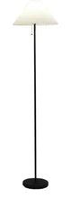 Matte black floor lamp with pleated white shade and round black base