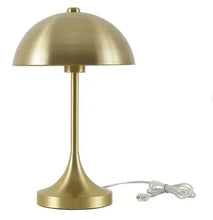Brass modern dome table lamp with round base and power cord