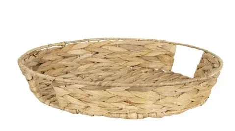 Better Homes & Gardens 16" Round Water Hyacinth Woven Tray, Tan
