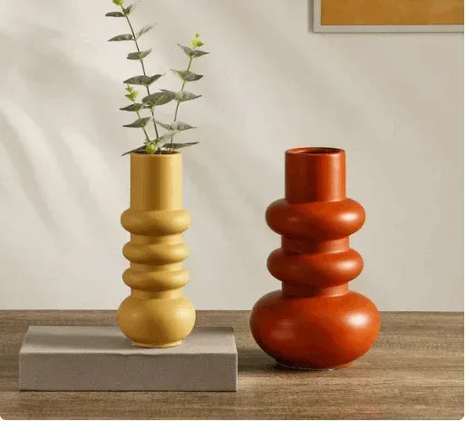 SAFAVIEH Theissa Solid Ceramic Vase, Set of 2, Orange & Pale Yellow