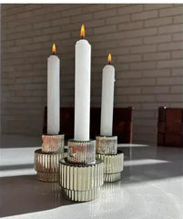 Sofia Home Stackable Glass Taper Candle Holders, Gold, Set of 3, By Sofia Vergara