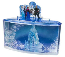 Blue acrylic betta aquarium tank with Frozen character panel and ice castle artwork
