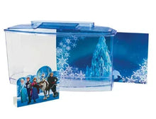 Blue acrylic betta aquarium tank with Frozen characters and castle snowy backdrop