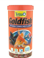 Tetra Goldfish vitamin enriched flakes canister with orange lid