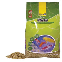 Pond fish food sticks bag with TetraPond logo and koi/goldfish illustration, net wt