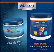 Two Aqueon PRO Goldfish Formula fish food jars, one on left and one on right