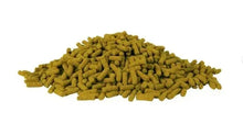 Pond fish food pellets, greenish-brown